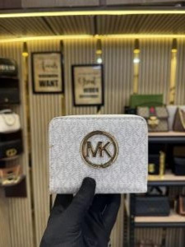 Michael_Kors MK Printed Logo Zipper Wallet With Box (Beige - 60067)