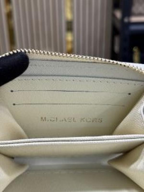 Michael_Kors MK Printed Logo Zipper Wallet With Box (Beige - 60067)