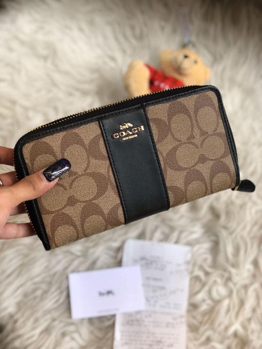 Coac_h Signature Monogram Zip Wristlet Wallet Premium Quality With Box (Apricot-Black) (AAA3029)