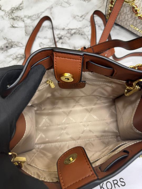 Michael_Kors Mina Signature Crossbody Tote With Box And Dust Bag (M06-Wine)