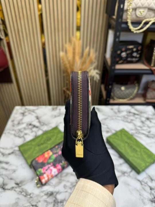 Gucc_i Floral Monogram Zip Around Long Wallet With Box (Brown) (AAA60017)