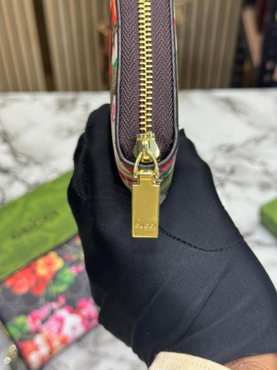 Gucc_i Floral Monogram Zip Around Long Wallet With Box (Brown) (AAA60017)