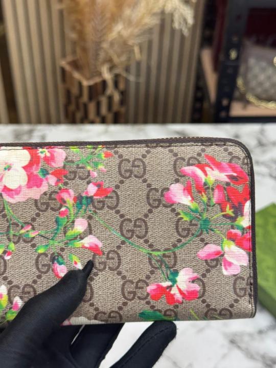 Gucc_i Floral Monogram Zip Around Long Wallet With Box (Brown) (AAA60017)