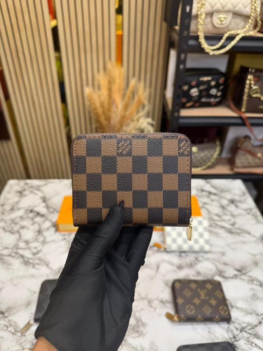 Loui_s Vuitton LV Damier Azur Mini Zip Wallet (Brown Check) (60067)