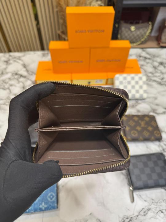 Loui_s Vuitton LV Damier Azur Mini Zip Wallet (Brown Check) (60067)