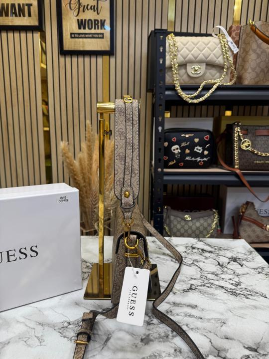 Guess Verona Monogram Flap Crossbody With Box And Dust Bag (Khaki)