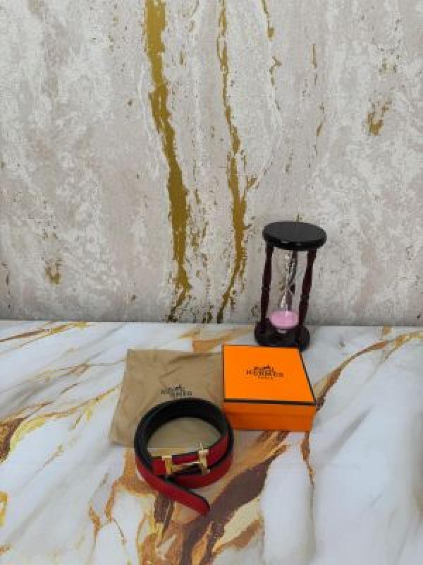 HERME_S PREMIUM BELT WITH OG BOX DUST BAG  RED H48