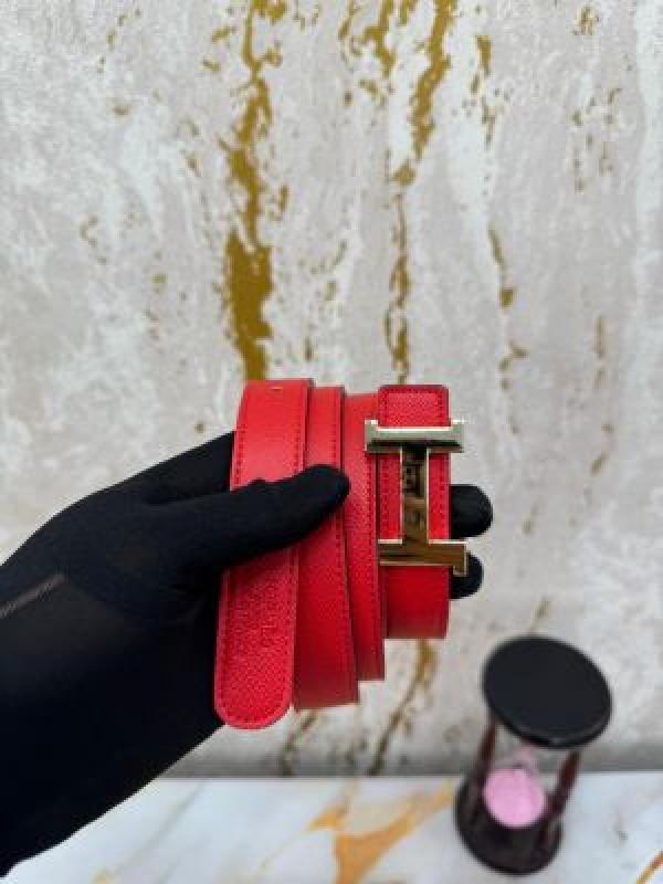 HERME_S PREMIUM BELT WITH OG BOX DUST BAG  RED H48