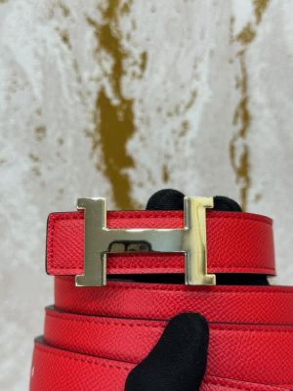 HERME_S PREMIUM BELT WITH OG BOX DUST BAG  RED H48