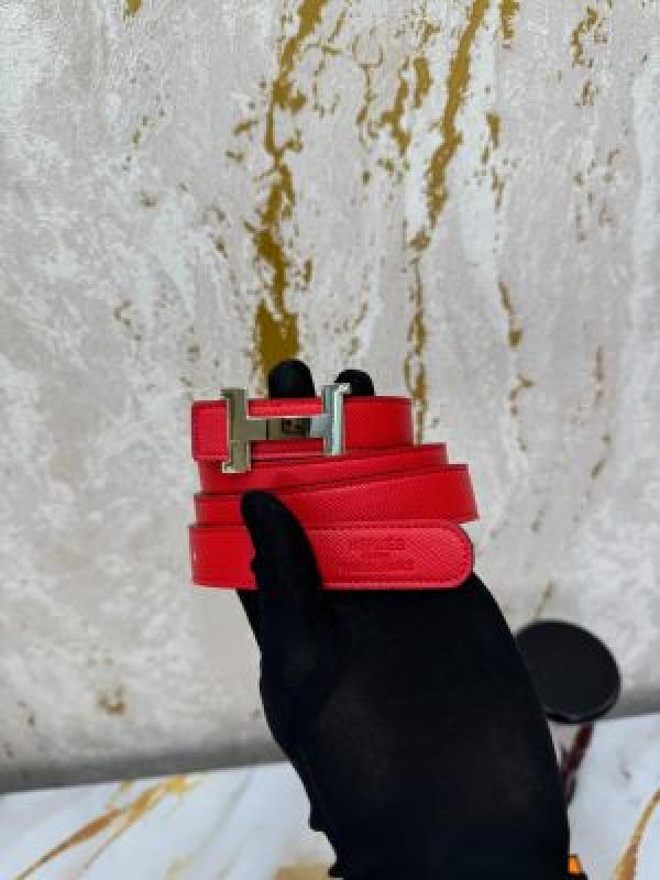 HERME_S PREMIUM BELT WITH OG BOX DUST BAG  RED H48
