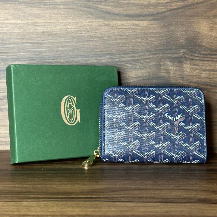 Goyar_d Chevron Compact Zipper Wallet With Box (Blue) (AAA60067)