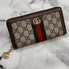 Gucc_i Heritage GG Stripe Zip Wallet With Box (Brown) (3035)