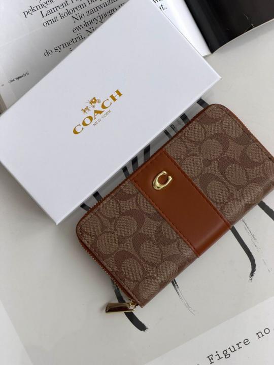 Coac_h Chelsea C Panel Zip Wallet With Box (AAA60017) (Apricot-Brown)
