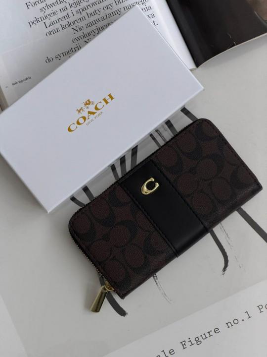 Coac_h Chelsea C Panel Zip Wallet With Box (AAA60017) (Coffee)