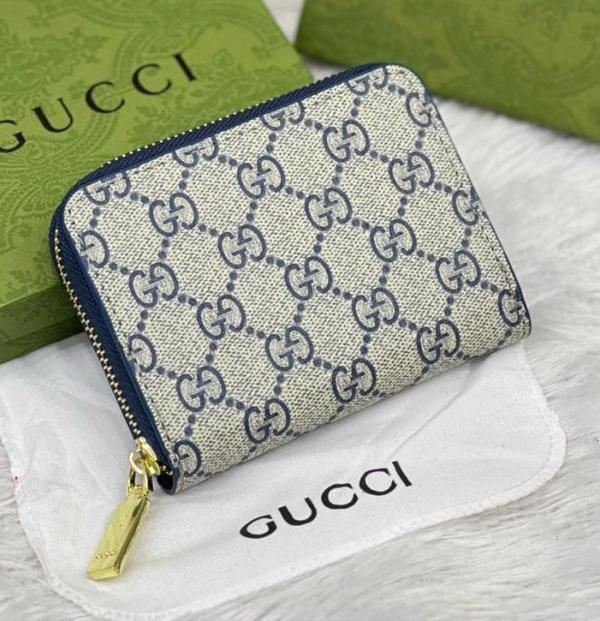 Gucc_i Big GG Monogram Zip-around With Box (Blue) (60067)