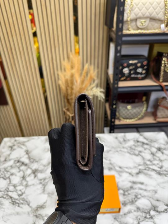 Loui_s Vuitton Flap Checks Tri-fold Wallet Premium Quality With Box (Brown) (61702-1)
