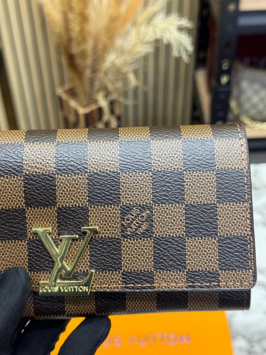 Loui_s Vuitton Flap Checks Tri-fold Wallet Premium Quality With Box (Brown) (61702-1)