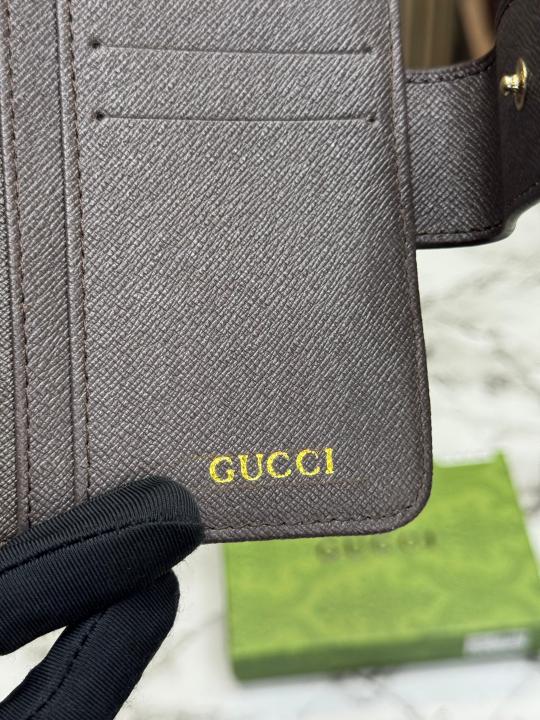 Gucc_i GG logo Compact Snap Closer Long Wallet With Box (61306) (Apricot)