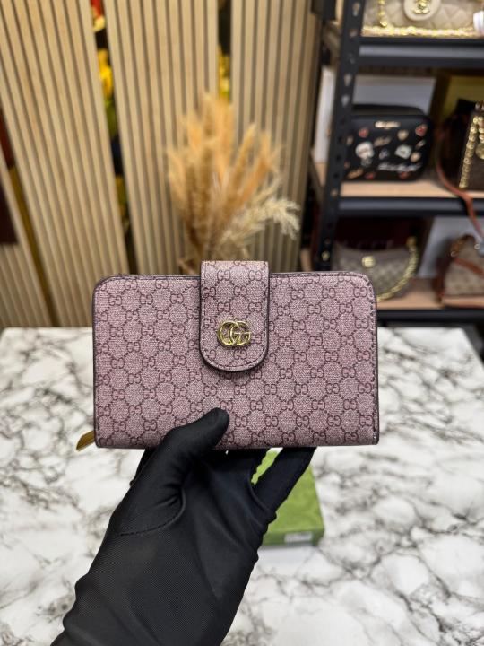 Gucc_i GG logo Compact Snap Closer Long Wallet With Box (61306) (Apricot)