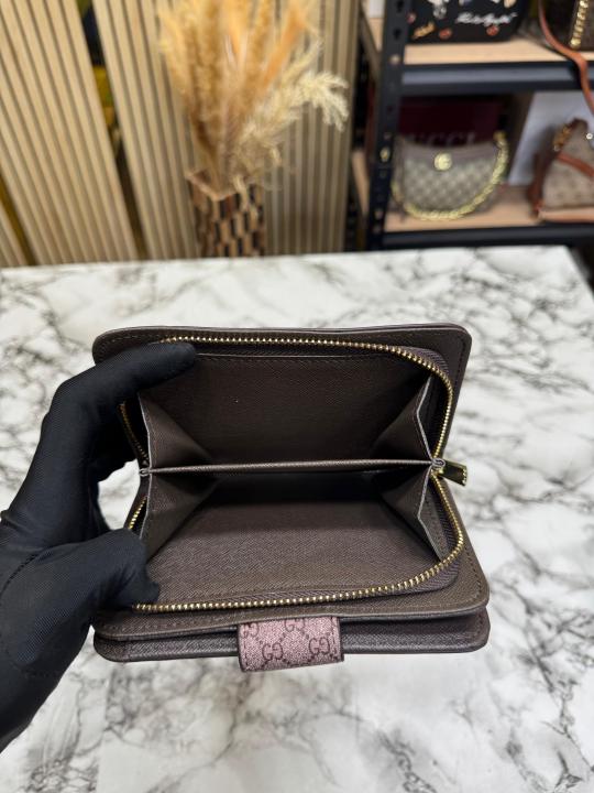 Gucc_i GG logo Compact Snap Closer Long Wallet With Box (61306) (Apricot)