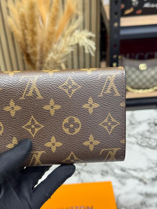 Loui_s Vuitton Flap Monogram Wallet Premium Quality With Box (Brown) (61702-1)
