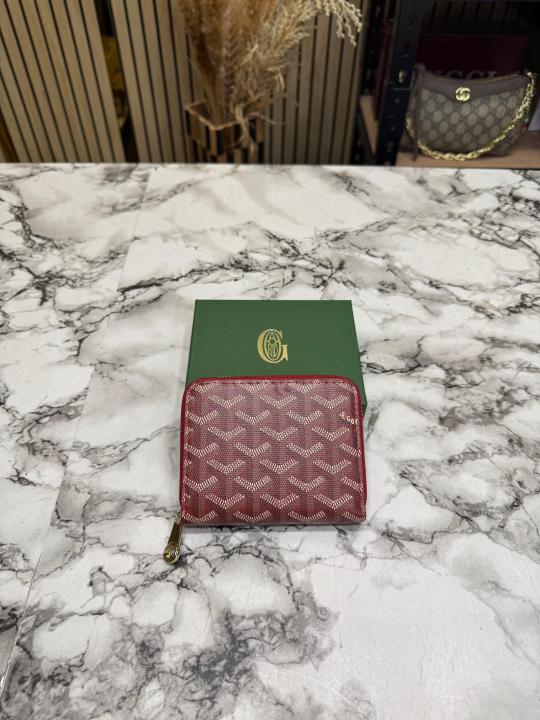 Goyar_d Chevron Compact Zipper Wallet With Box (Red) (AAA60067)