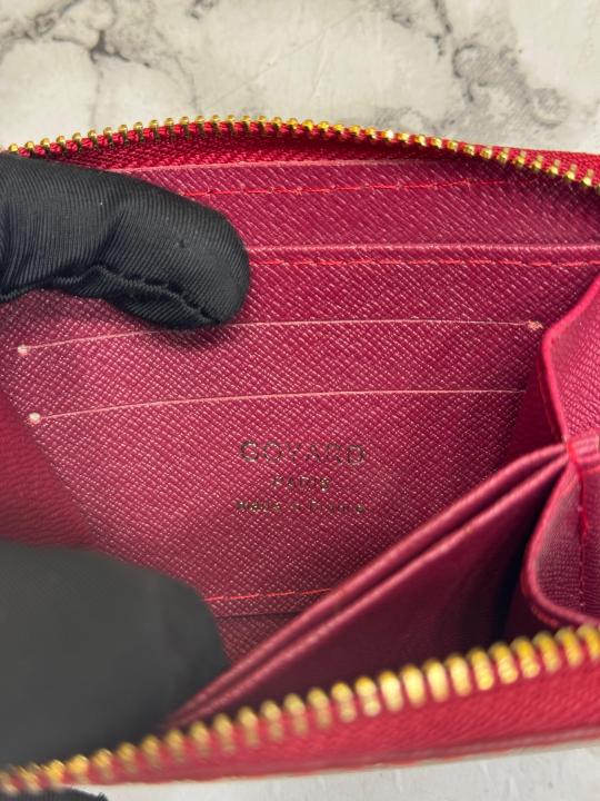 Goyar_d Chevron Compact Zipper Wallet With Box (Red) (AAA60067)