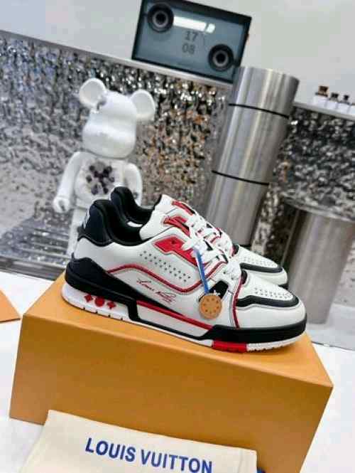 Louiss Vuittonn Lv Trainer White Red Black