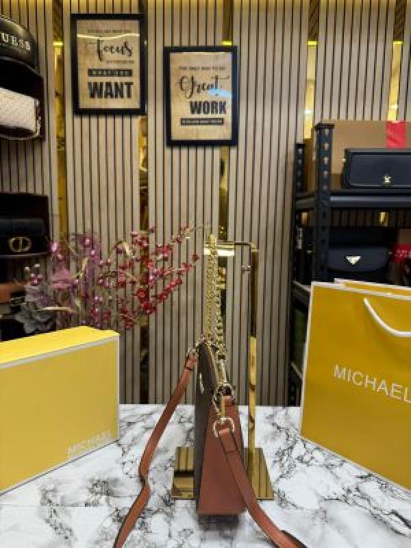 Michael_Kors Signature Pvc Shoulder Bag With Box And Dust Bag Including Carry Bag (Brown)