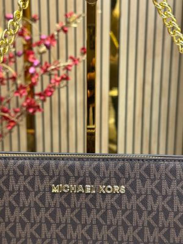 Michael_Kors Signature Pvc Shoulder Bag With Box And Dust Bag Including Carry Bag (Brown)