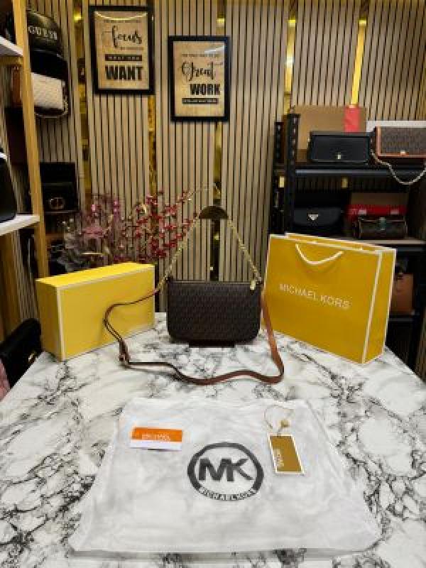 Michael_Kors Signature Pvc Shoulder Bag With Box And Dust Bag Including Carry Bag (Brown)