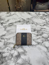 Coac_h Noir Stripe Mini Zipper Wallet With Box (AAA60017) (Apricot)