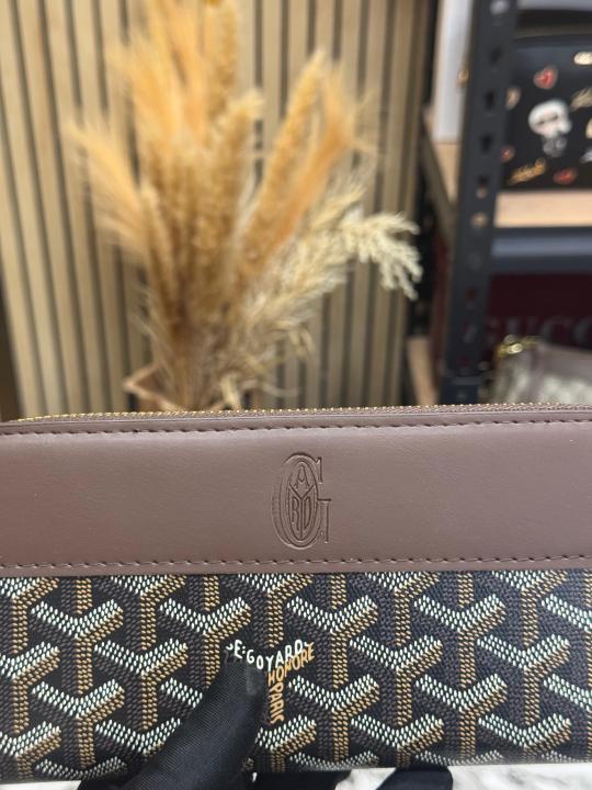 Goyar_d Signature Chevron Zip Around Long Wallet With Box (Coffee) (AAA60017)