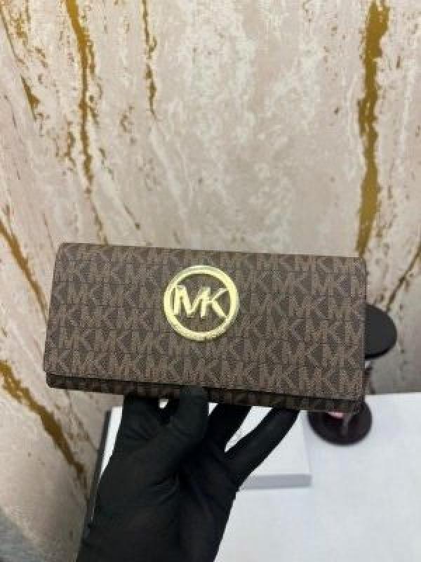 MICHAEL_KORS FULTON LOGO SIGNATURE TRI FOLD WALLET WITH BOX (MK - 61702 COFFEE)
