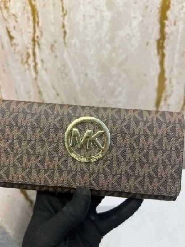MICHAEL_KORS FULTON LOGO SIGNATURE TRI FOLD WALLET WITH BOX (MK - 61702 COFFEE)