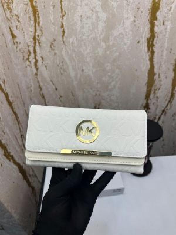 MICHAEL_KORS PREMIUM WALLET LOGO TRI FOLD WALLET (MK-8018 WHITE)