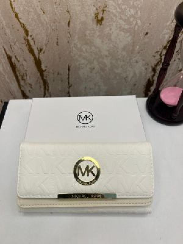 MICHAEL_KORS PREMIUM WALLET LOGO TRI FOLD WALLET (MK-8018 WHITE)