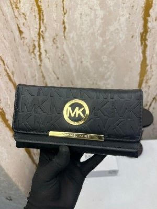 MICHAEL_KORS PREMIUM WALLET LOGO TRI FOLD WALLET (MK-8018 BLACK)