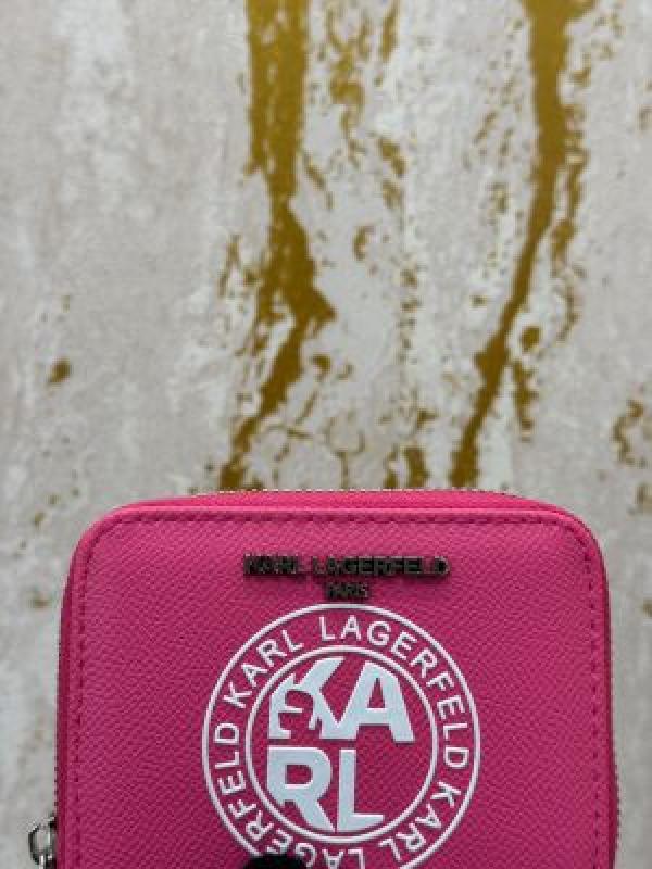 Karl lagerfeld Logo Zipper Around Wallet With Box And Dust Bag (Kxd006-Pink)