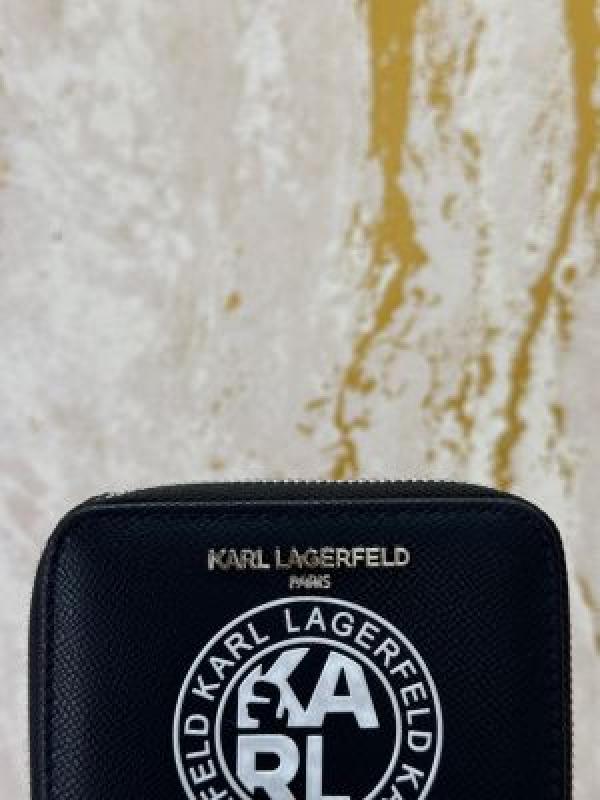 Karl lagerfeld Logo Zipper Around Wallet With Box And Dust Bag (Kxd006-Black)