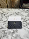Coac_h Signature Panel Zip Wallet With Box (AAA60017) (Black)