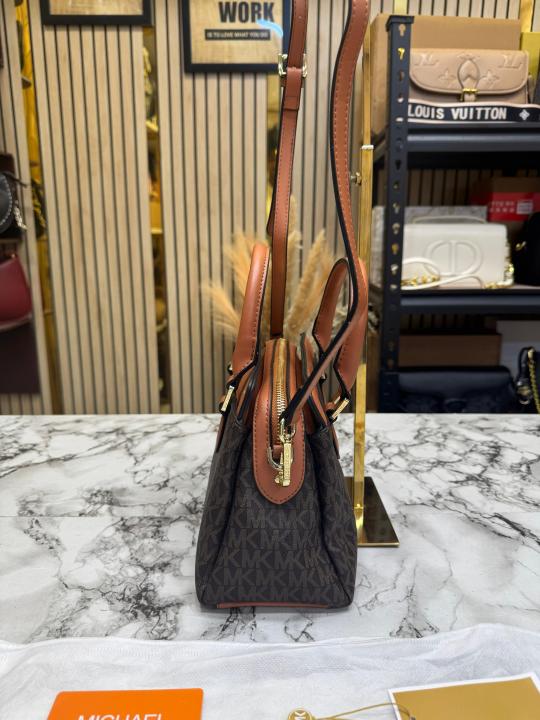 Michael_Kors Verona Signature Satchel Bag With Dust Bag (Brown) (M2387)