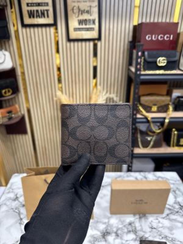 Coac_h Monogram Wallet Combo Includes Box Dust Bag And Carry Bag (60223-Coffee)