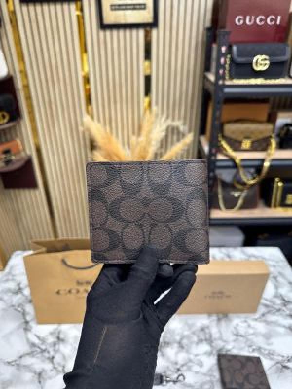 Coac_h Monogram Wallet Combo Includes Box Dust Bag And Carry Bag (60223-Coffee)