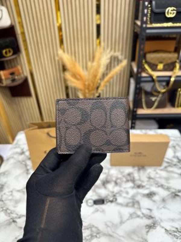 Coac_h Monogram Wallet Combo Includes Box Dust Bag And Carry Bag (60223-Coffee)