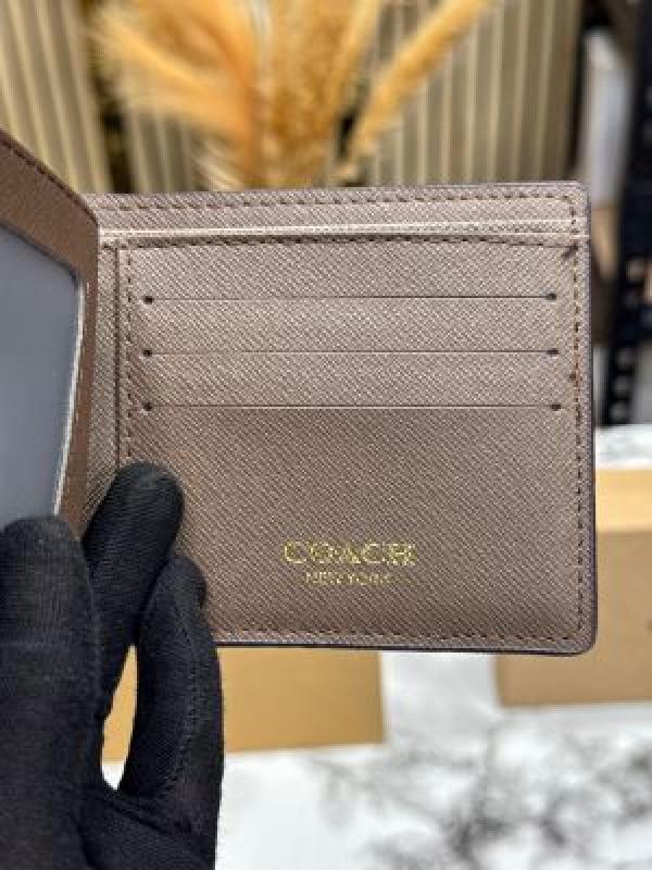 Coac_h Monogram Wallet Combo Includes Box Dust Bag And Carry Bag (60223-Coffee)