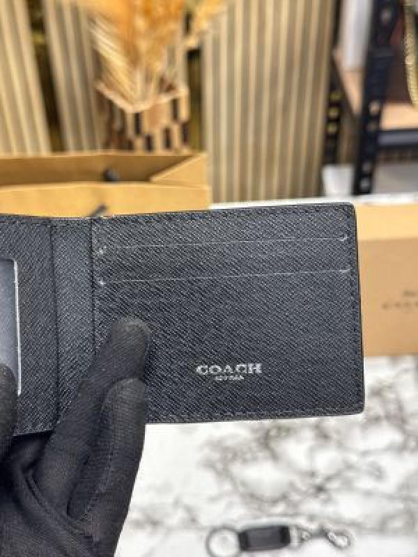Coac_h Monogram Signature Wallet Combo With Keychain Includes Box Dust Bag and Carry Bag (60223-Black)