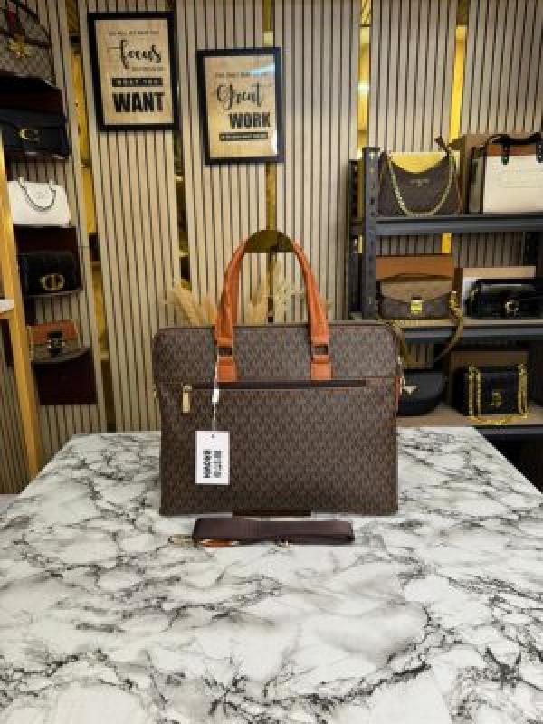 Michael_Kors Flap Mk Print Laptop Bag Premium Quality With Strap (Brown 1977-5)