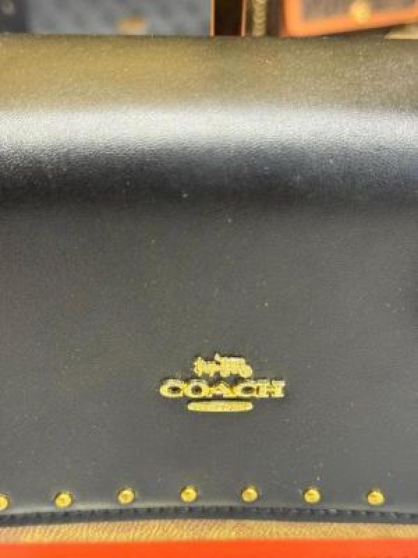 COAC_H KLARE CROSSBODY SIGNATURE CANVAS WITH RIVETS OG BOX AND DUST BAG PREMIUM QUALITY (BLACK) (V-4322)