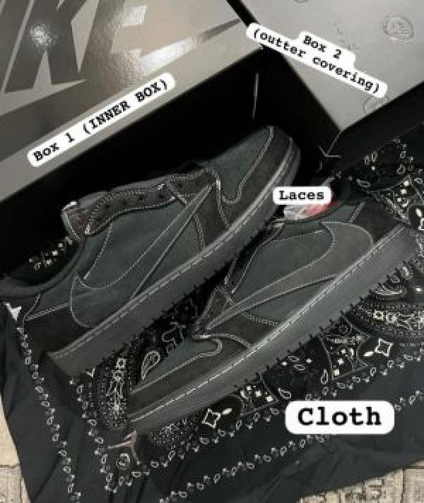 Jordan 1 Low Travis Scott phantom Black With Full Accessories For Mens 493